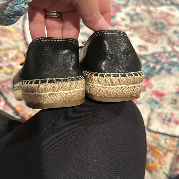 PRADA CALZATURE NAPPA BLACK ROUND TOE CAP LEATHER ESPADRILLES BOW 37 - Picture 7 of 12